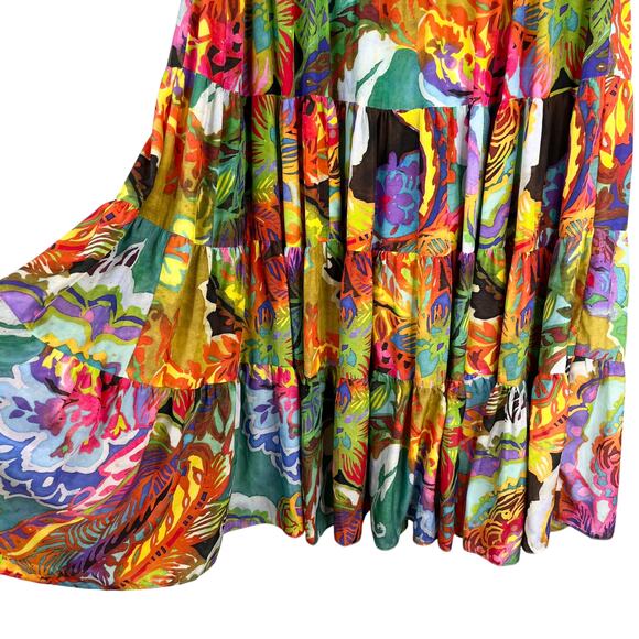 Lauren Ralph Lauren Floral Print Tiered Maxi Skirt M Lined - Picture 9 of 16